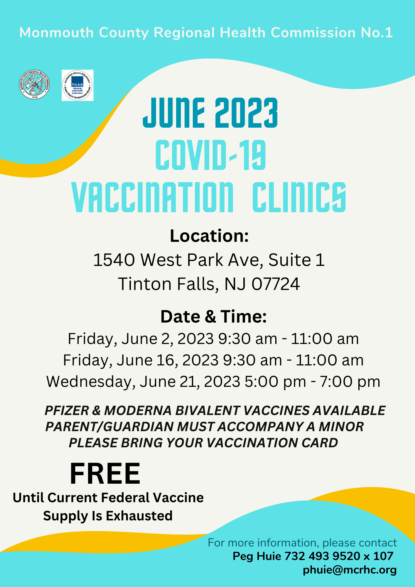 June 2023 Covid 19 Clinic Flyer